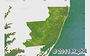 Satellite Map of Worcester County, single color outside