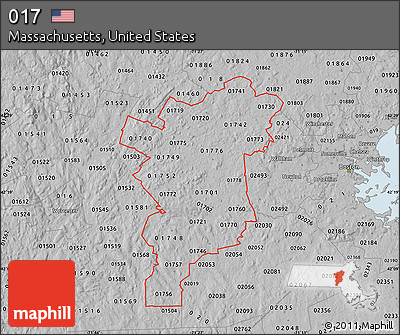 Gray Map of ZIP Codes Starting with 017
