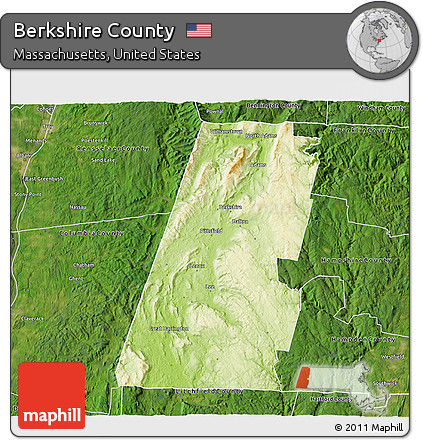 Physical 3D Map of Berkshire County, satellite outside