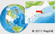 Physical Location Map of Massachusetts, highlighted country