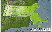 Physical Map of Massachusetts, darken