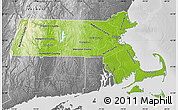 Physical Map of Massachusetts, desaturated