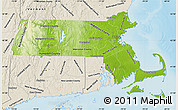 Physical Map of Massachusetts, shaded relief outside