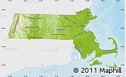 Physical Map of Massachusetts, single color outside