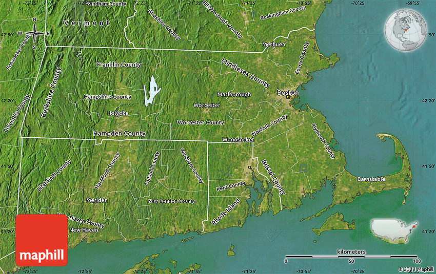 Satellite Map of Massachusetts