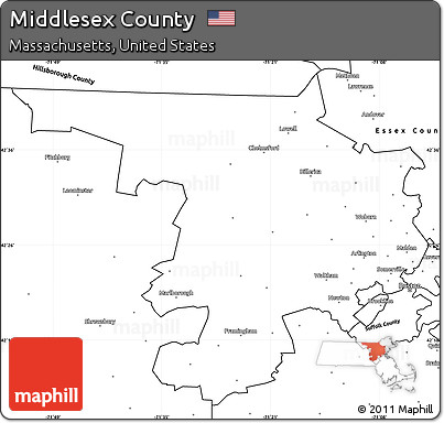 Blank Simple Map of Middlesex County