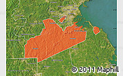 Political Map of Norfolk County, satellite outside