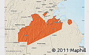 Political Map of Norfolk County, shaded relief outside