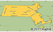 Savanna Style Simple Map of Massachusetts, cropped outside