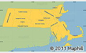 Savanna Style Simple Map of Massachusetts, single color outside