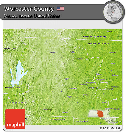 Physical 3D Map of Worcester County