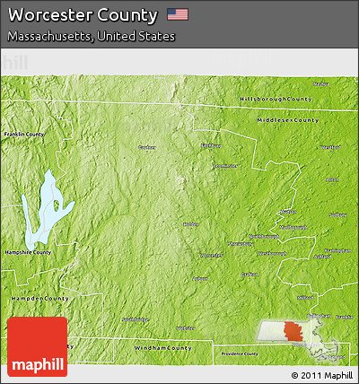 Physical 3D Map of Worcester County