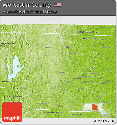 Physical 3D Map of Worcester County