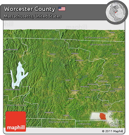 Satellite 3D Map of Worcester County