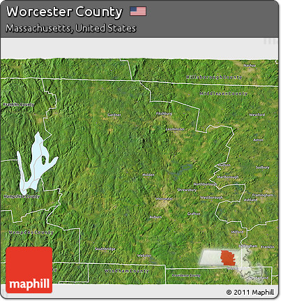 Satellite 3D Map of Worcester County