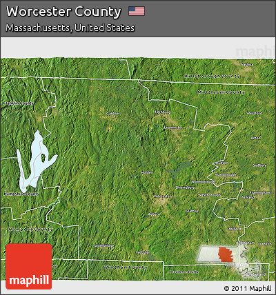 Satellite 3D Map of Worcester County