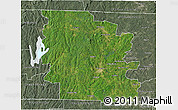 Satellite 3D Map of Worcester County, semi-desaturated