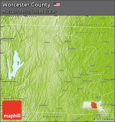 Physical Map of Worcester County