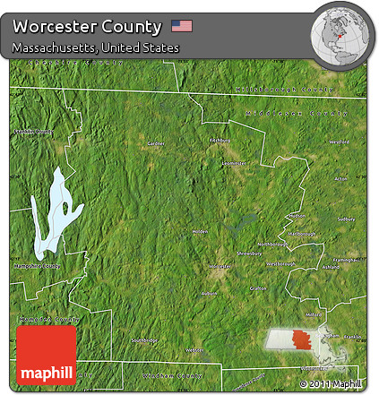 Satellite Map of Worcester County