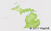 Physical 3D Map of Michigan, cropped outside