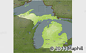 Physical 3D Map of Michigan, darken