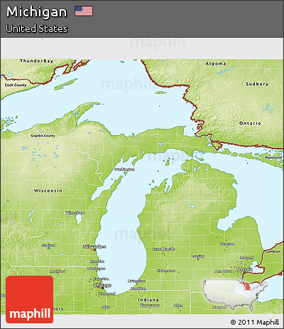 Free Physical 3D Map of Michigan