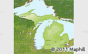 Physical 3D Map of Michigan, satellite outside