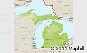 Physical 3D Map of Michigan, shaded relief outside