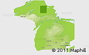 Physical 3D Map of Michigan, single color outside