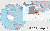 Gray Location Map of ZIP code 48006, highlighted country, highlighted state