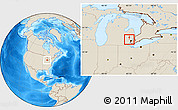 Shaded Relief Location Map of ZIP code 48025