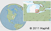 Savanna Style Location Map of ZIP code 48082, highlighted county, highlighted state, hill shading