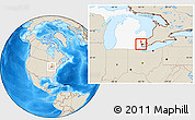 Shaded Relief Location Map of ZIP code 48126, highlighted state