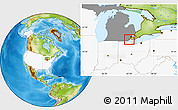 Physical Location Map of ZIP code 48166, highlighted country, highlighted state