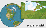 Satellite Location Map of ZIP code 48166, highlighted state
