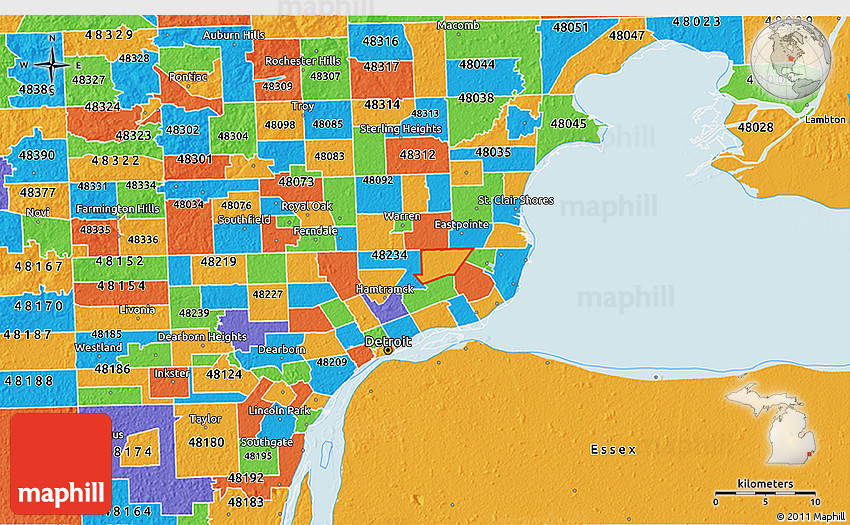 zip codes in michigan map Political 3d Map Of Zip Code 48205 zip codes in michigan map