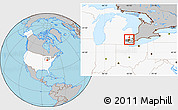 Gray Location Map of ZIP code 48213, highlighted country, highlighted county