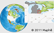 Physical Location Map of ZIP code 48225, highlighted country, highlighted state