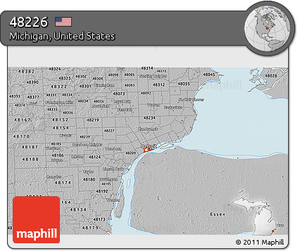 Gray 3D Map of ZIP Code 48226