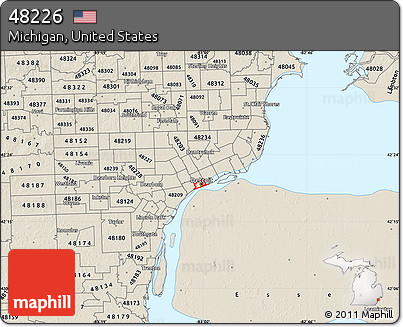 Shaded Relief Map of ZIP Code 48226