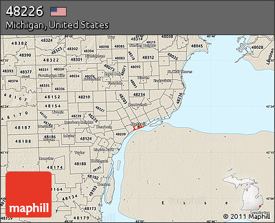 Shaded Relief Map of ZIP Code 48226