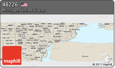 Shaded Relief Panoramic Map of ZIP Code 48226