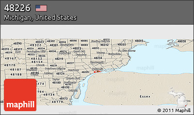 Shaded Relief Panoramic Map of ZIP Code 48226
