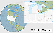 Savanna Style Location Map of ZIP code 48301, highlighted country, highlighted county, hill shading