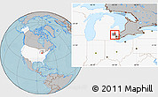 Gray Location Map of ZIP code 48302, highlighted country, highlighted county, hill shading