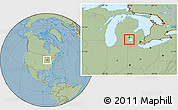 Savanna Style Location Map of ZIP code 48842, highlighted county, hill shading