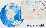 Shaded Relief Location Map of ZIP code 49004