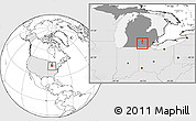 Blank Location Map of ZIP code 49203, highlighted country, highlighted state