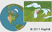 Satellite Location Map of ZIP code 49640