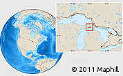 Shaded Relief Location Map of ZIP code 49762